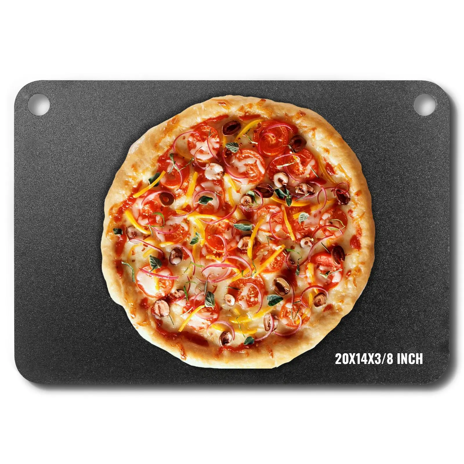 【Summerfinds】VEVOR Pizza Steel, 20" x 14"x 3/8" Pizza Steel Plate for Oven, Pre-Seasoned Carbon Steel Pizza Baking Stone with 20X Higher Conductivity, Heavy Duty Rustproof Pizza Pan for Outdoor Grill, Indoor Oven