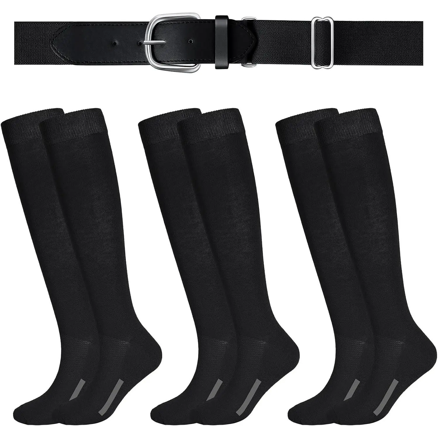 Baseball or Softball Sock and Belt Combo Set 3 Football Baseball Socks with Softball Belt for Youth Boys Kids
