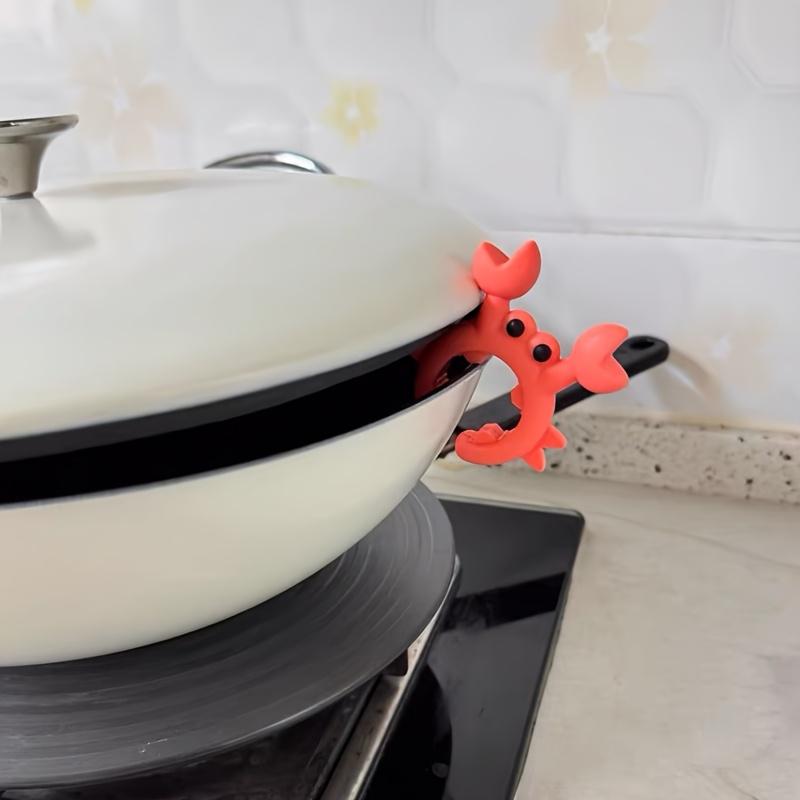 Cartoon Crab Design Pot Spoon Rest, 1 Count Silicone Pot Spoon Holder, Kitchen Utensil Holder, Tableware Rest, Kitchen Accessories