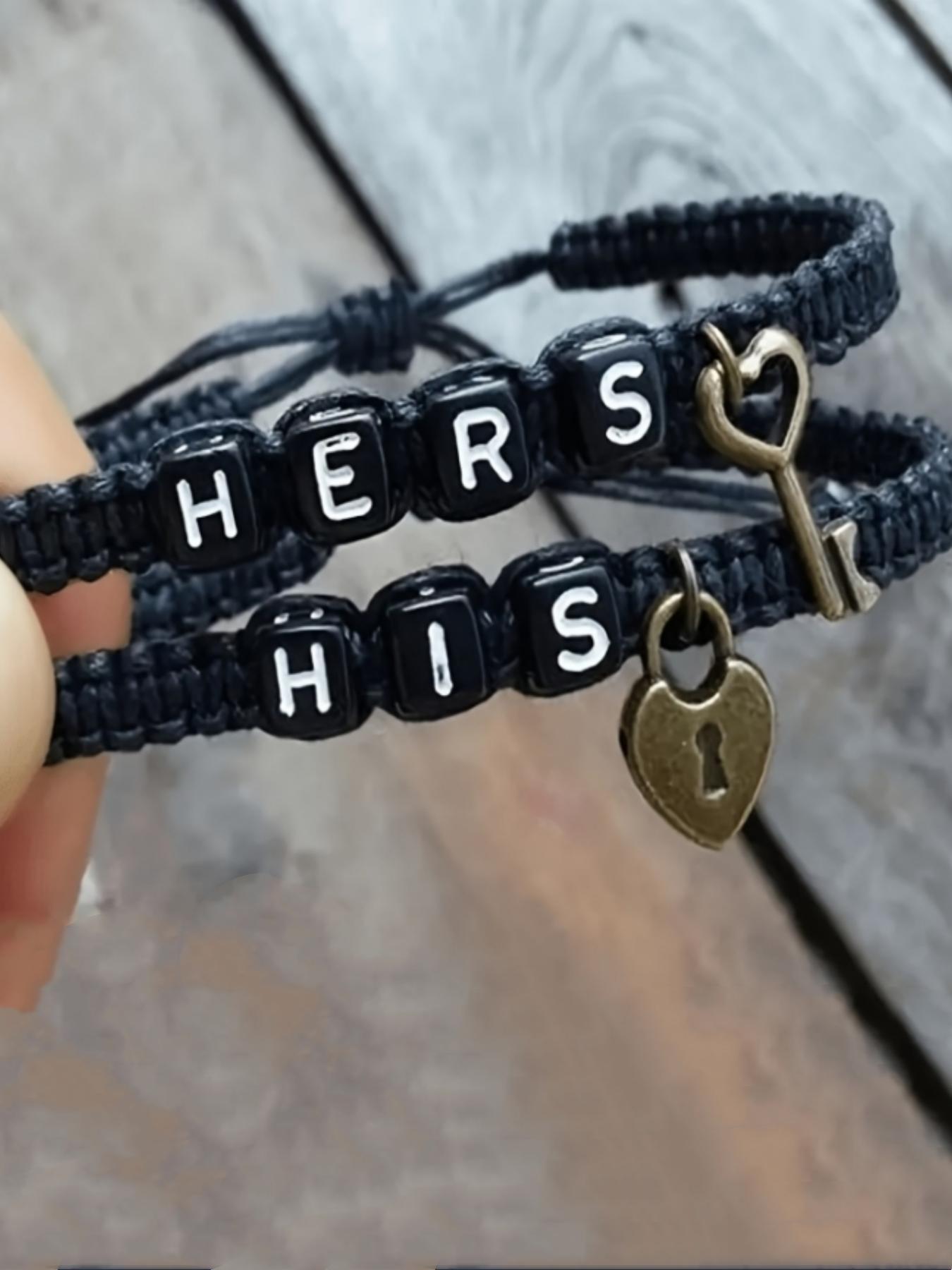 Couple Bracelet, Fashionable Letter Pattern Braided Bracelet for Women & Men, Trendy All-match & Exquisite for Birthday Gift, Personalized