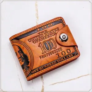 Men's Novelty 100 Dollar Bill Print Billfold Wallet, Magnetic Buckle Folding Casual Wallet, Creative US Money Pattern Purse for Daily Use & Gift Giving