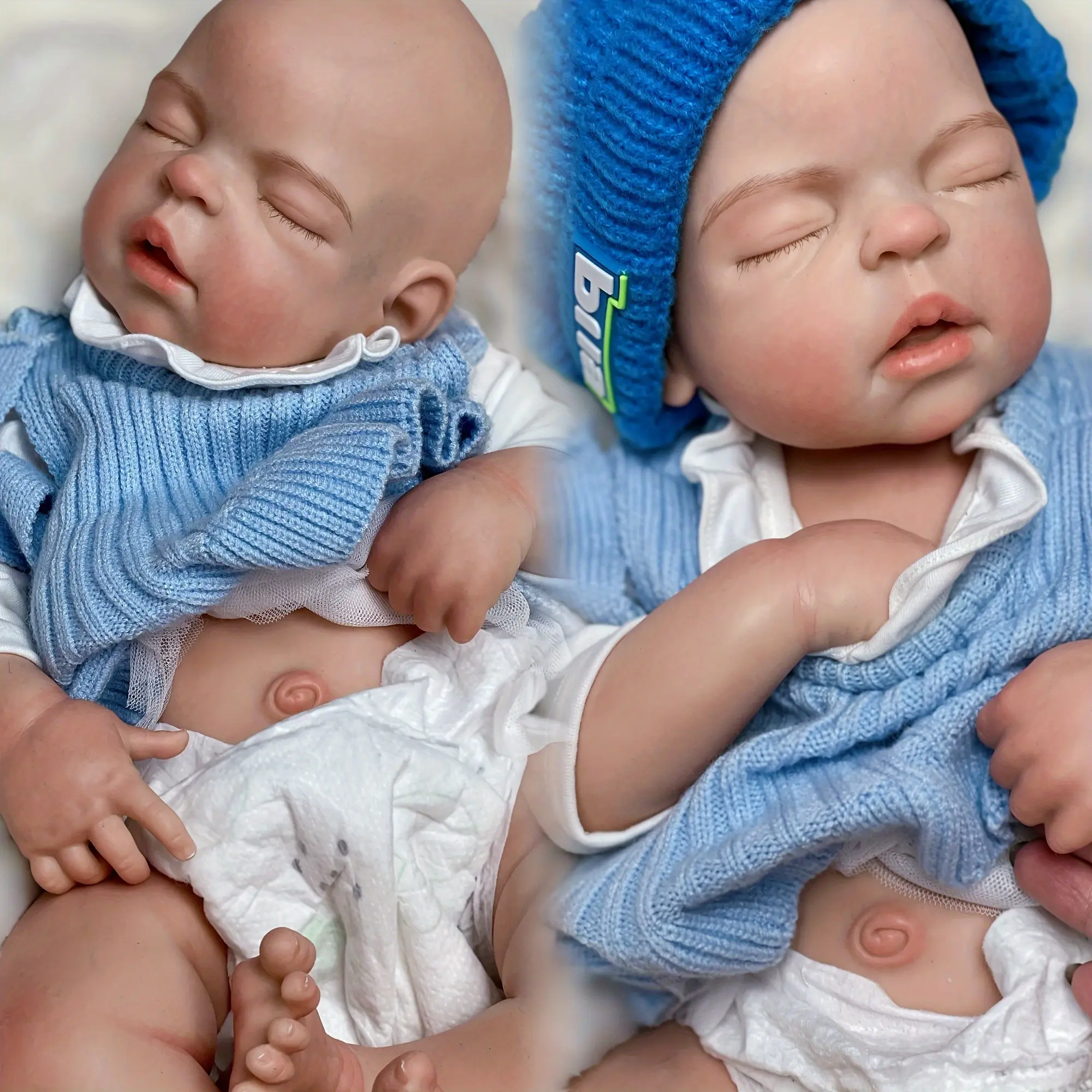 22 Inch / 55 cm Realistic Reborn Girl Doll - Full Solid Body Doll, Hand-Painted Face & Eyelashes, Realistic Light Beige Skin Tone, Bebe Doll with Outfits (Collectible Gift)