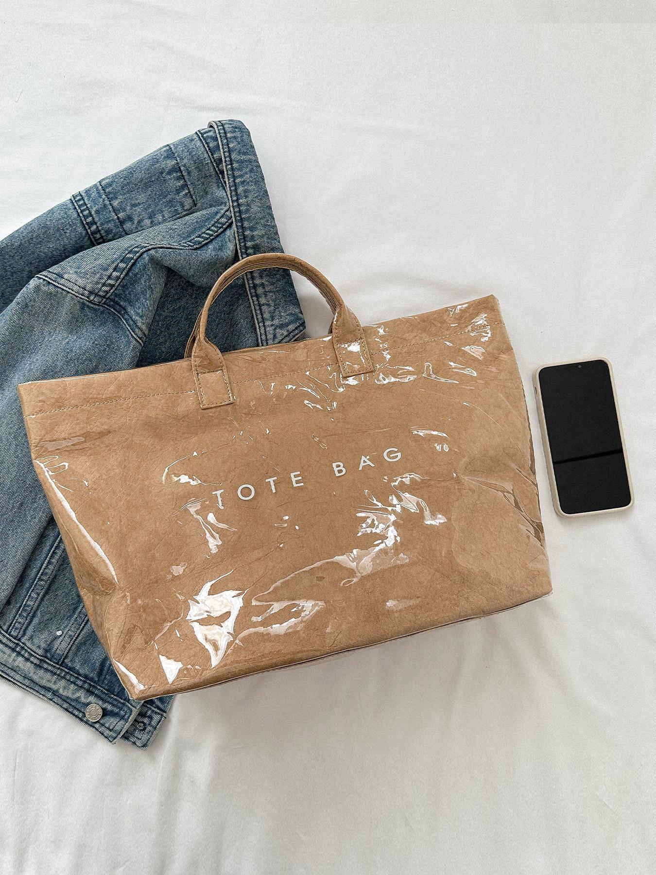 Fashionable Solid Color Tote Bag, Large Capacity Bag for Women & Men, Casual Trendy Versatile High-quality Daily Commuting Bag, Girl Fashion Bag