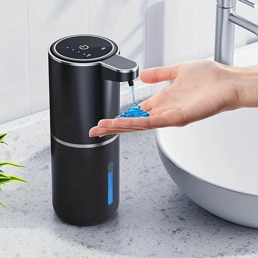 Automatic Soap Dispenser with Touchless Sensor - Wall-Mounted, Rechargeable Lithium Battery, USB Charging, Modern Black Design for Bathroom and Kitchen, Bathroom Soap Dispenser|Modern Soap Dispenser|Touchless Soap Dispenser