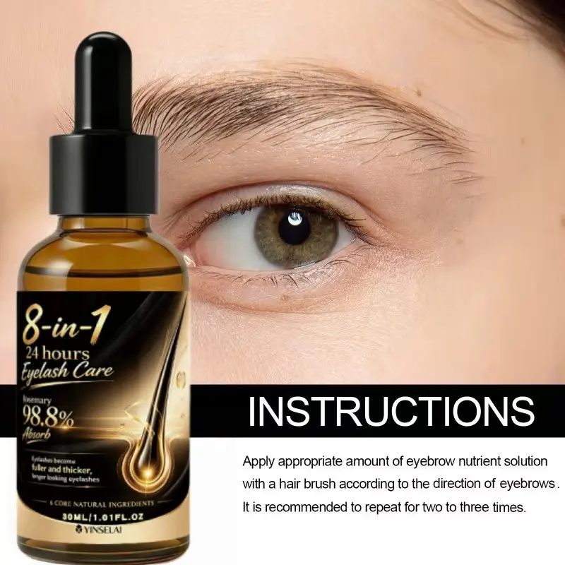 Overnight Lash Nourishing Serum, 8-In-1 24-Hour Formula, Natural Extracts, Fuller Thicker Longer Eyelashes, Liquid Form, 24 Months Shelf Life