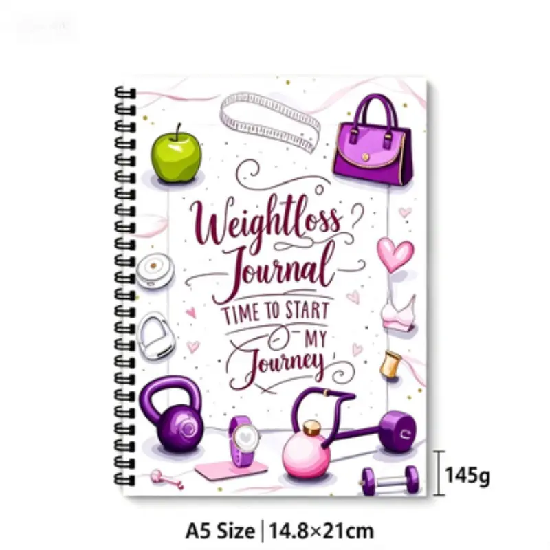 A5 Spiral Weight Loss Journal for Women, 12 Week Meal & Workout Tracker Notebook, Daily Diet, Body Measurement & Habit Log Book for Fitness & Healthy Lifestyle