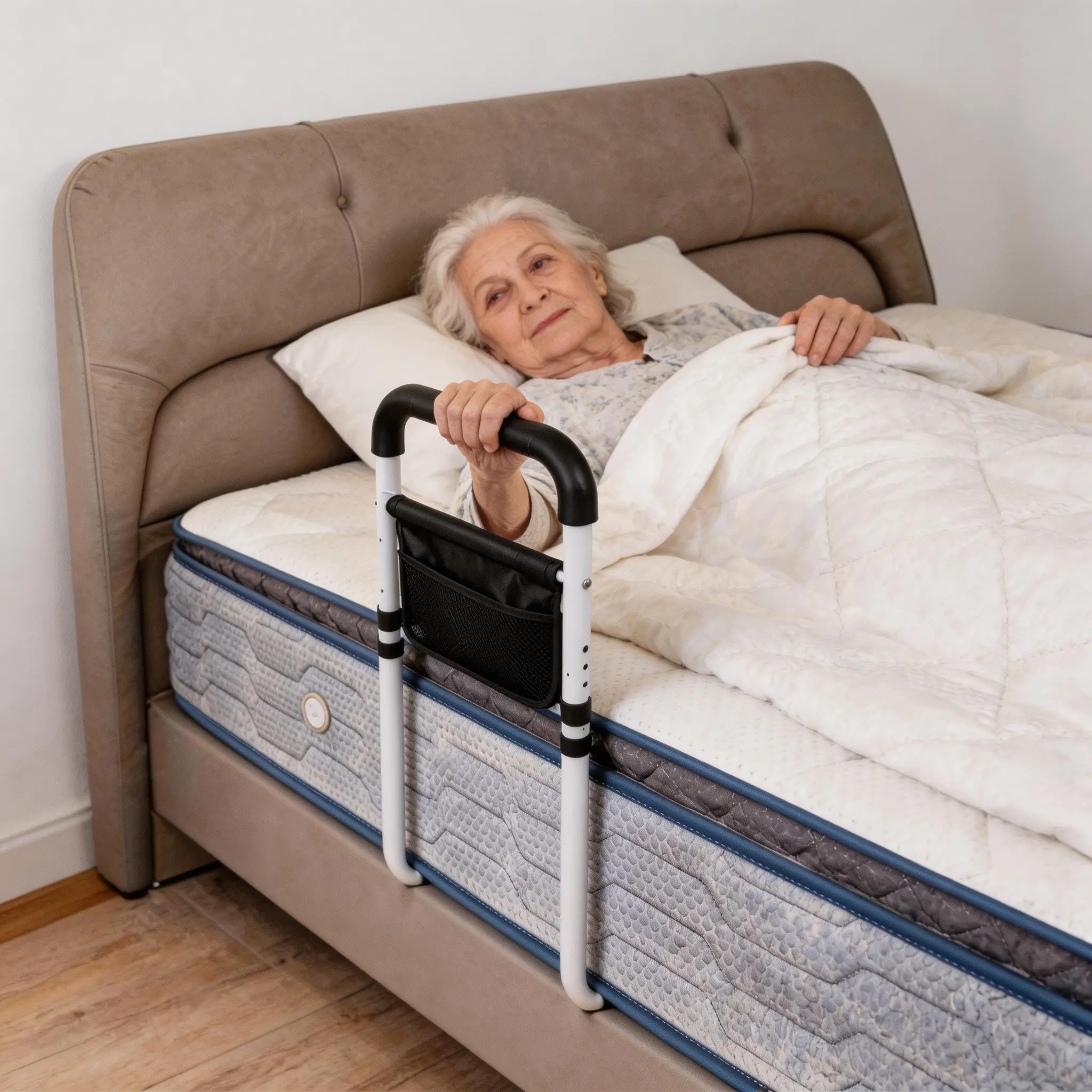 Foldable Bedside Rail for Elderly Safety, No Installation Required, Reliable Anti-Fall Assist Handle, Help Seniors Get Up Easily, Protection, Sturdy, Handrail, Grip, Support