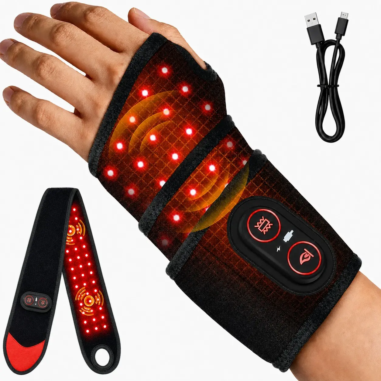 Red Light Therapy Wrap for Joint Pain Relief – Heated Vibration Massager (Neck/Wrist/Knee)