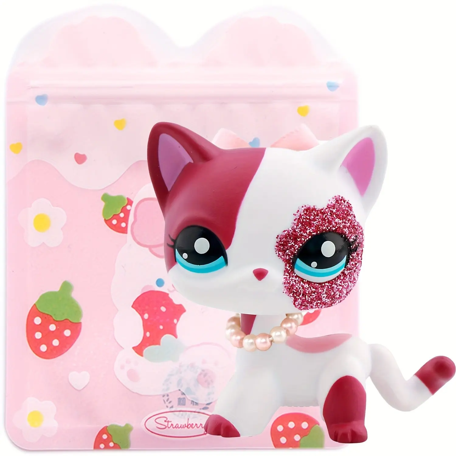 Lps Shorthair Cat Collectible Dolls, Blue Different Eyes, Mini Pet Shop Rare Figure with Accessories, Birthday Christmas Halloween Gift, Cute Figures, Collectible Pvc Figure