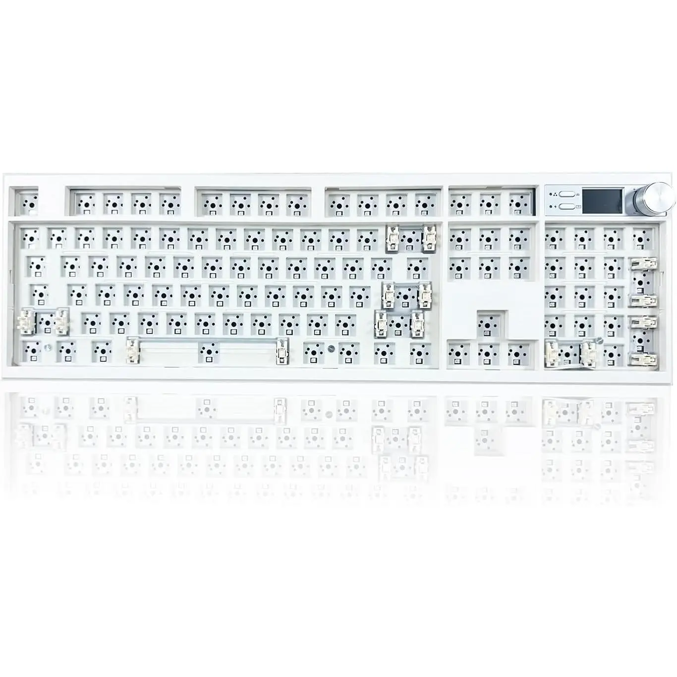 GMK104 Mechanical Keyboard Barebones,VIA Programmable  BT5.0/2.4G/Type-C Gasket Mounted HotSwap Custom Barebones Keyboard Kit Full Size RGB Gaming DIY Key Board with Screen&Knob (White)