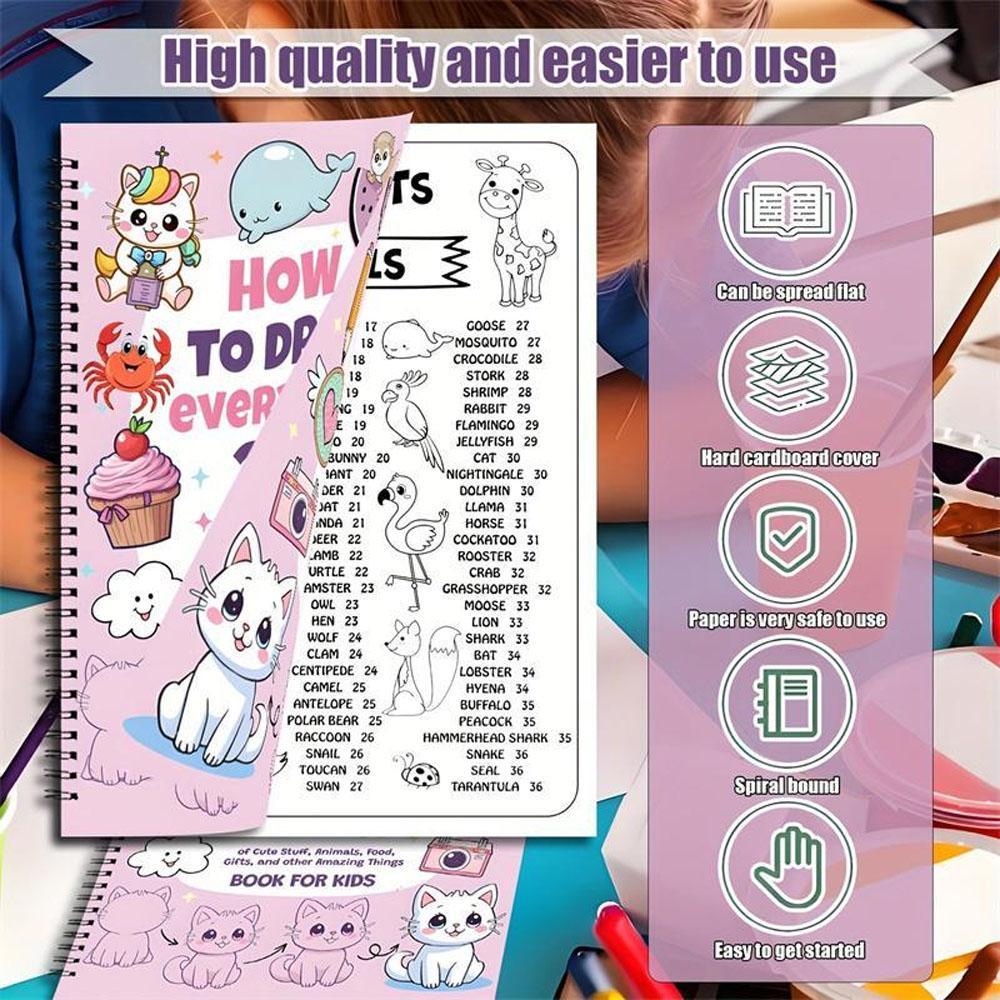 How to Draw 300 Cute Animal Food & Creative Patterns, Doodle Books, DIY Drawing, Stress Relief, Coloring, Improve Imagination, Adult Student Gift Coloring Book #GLOBAL PICKS