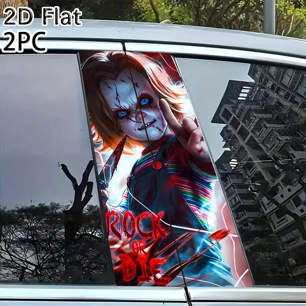 2pcs Set Fun Self-Adhesive Semi-Gloss B-Pillar Stickers, Car Door Side Body Decoration Film, Anti-Scratch Car Body Protective Film And Other Car Stickers
