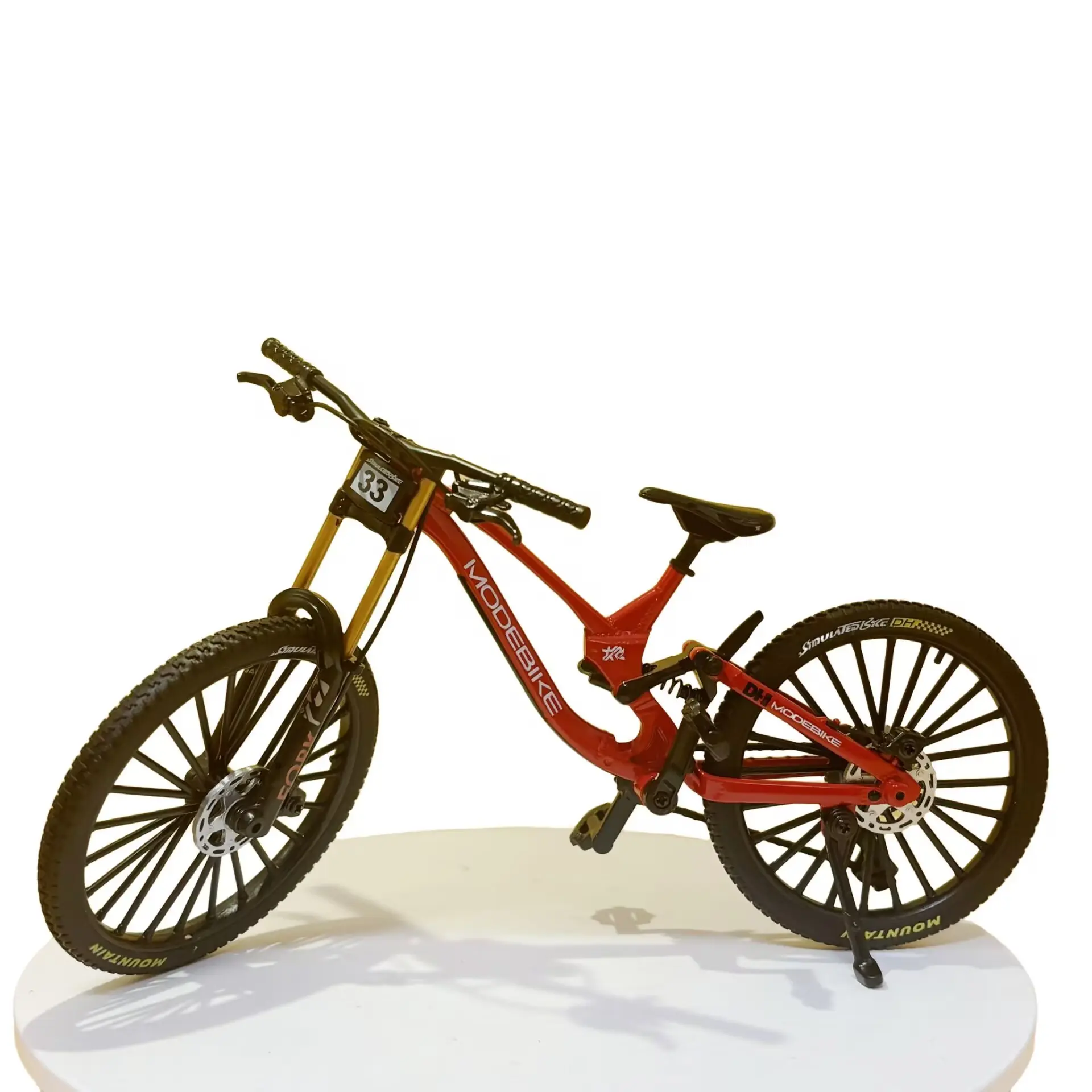 Alloy Mountain Bike Model, Dual Shock Absorber Moving Figure, Mini Gear Bicycle Desktop Collection Model, Realistic Replica Toy, Miniature, Miniature Models