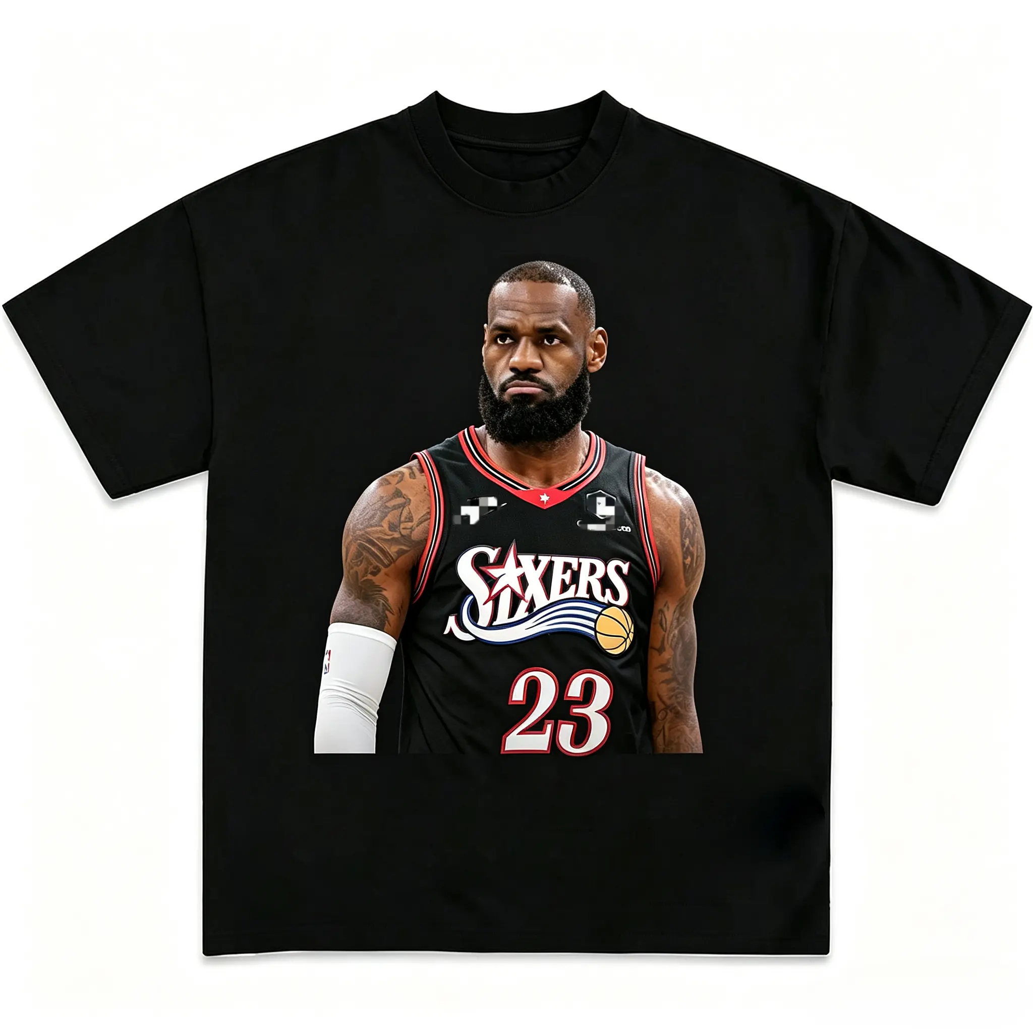 LeBron James Joins Philadelphia 76ers Graphic Print T-Shirt, James King Basketball Streetwear Tee, Casual Summer T-Shirt, Official 76ers Fan Apparel, Ideal Gift For Diehard Basketball Fans, Perfect for Daily Everyday Outfit & Game Day Matching Outfit