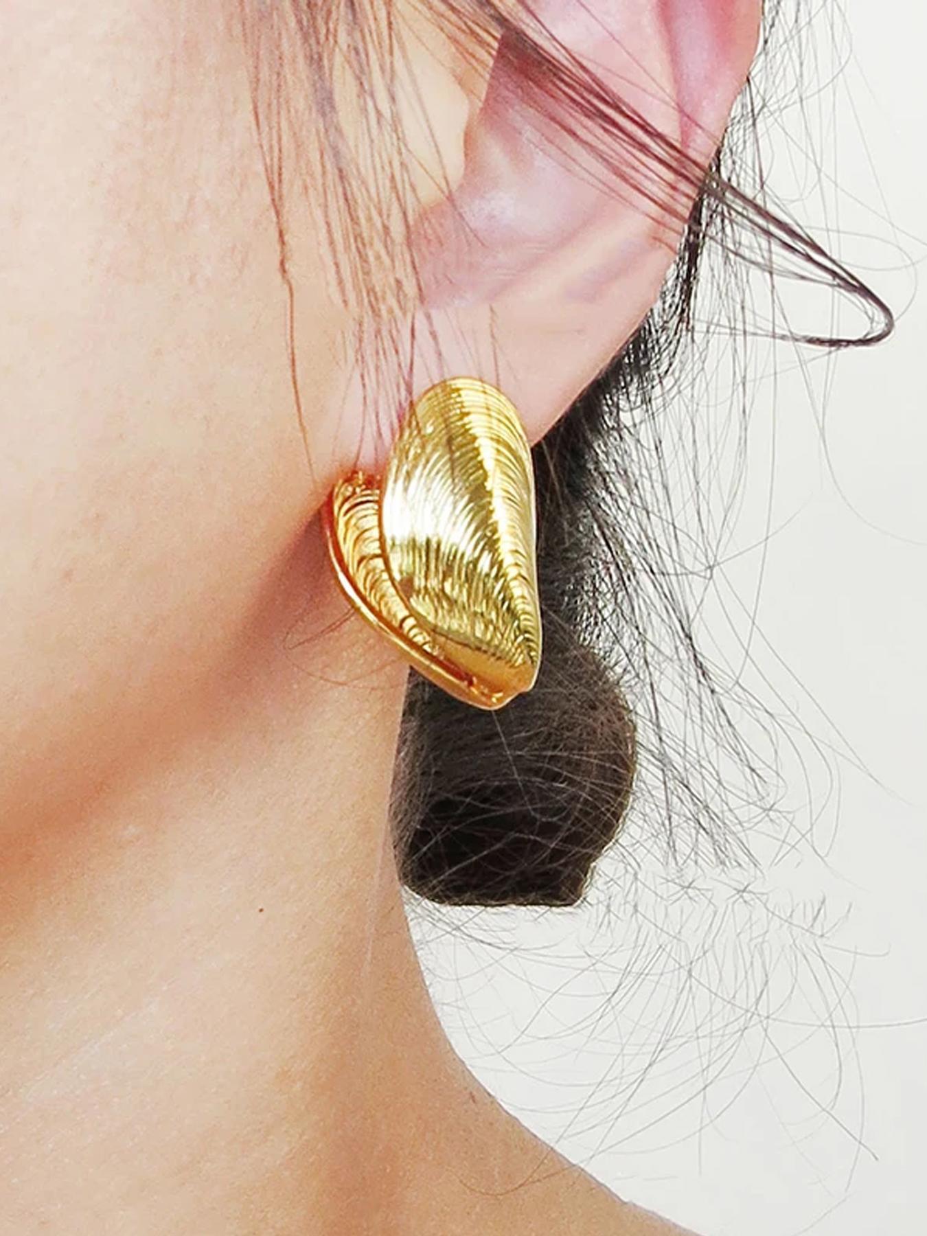 Vintage Creative Shell Design Hoop Earrings, Fashionable Jewelry for Women, Trendy All-match & Exquisite Jewelry for Birthday Gift, High quality earrings