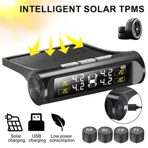 Auto Vehicle Security Alarm Systems Car TPMS Tyre Pressure Monitoring System Solar Power Digital LCD Display Tyre Pressure Automotive