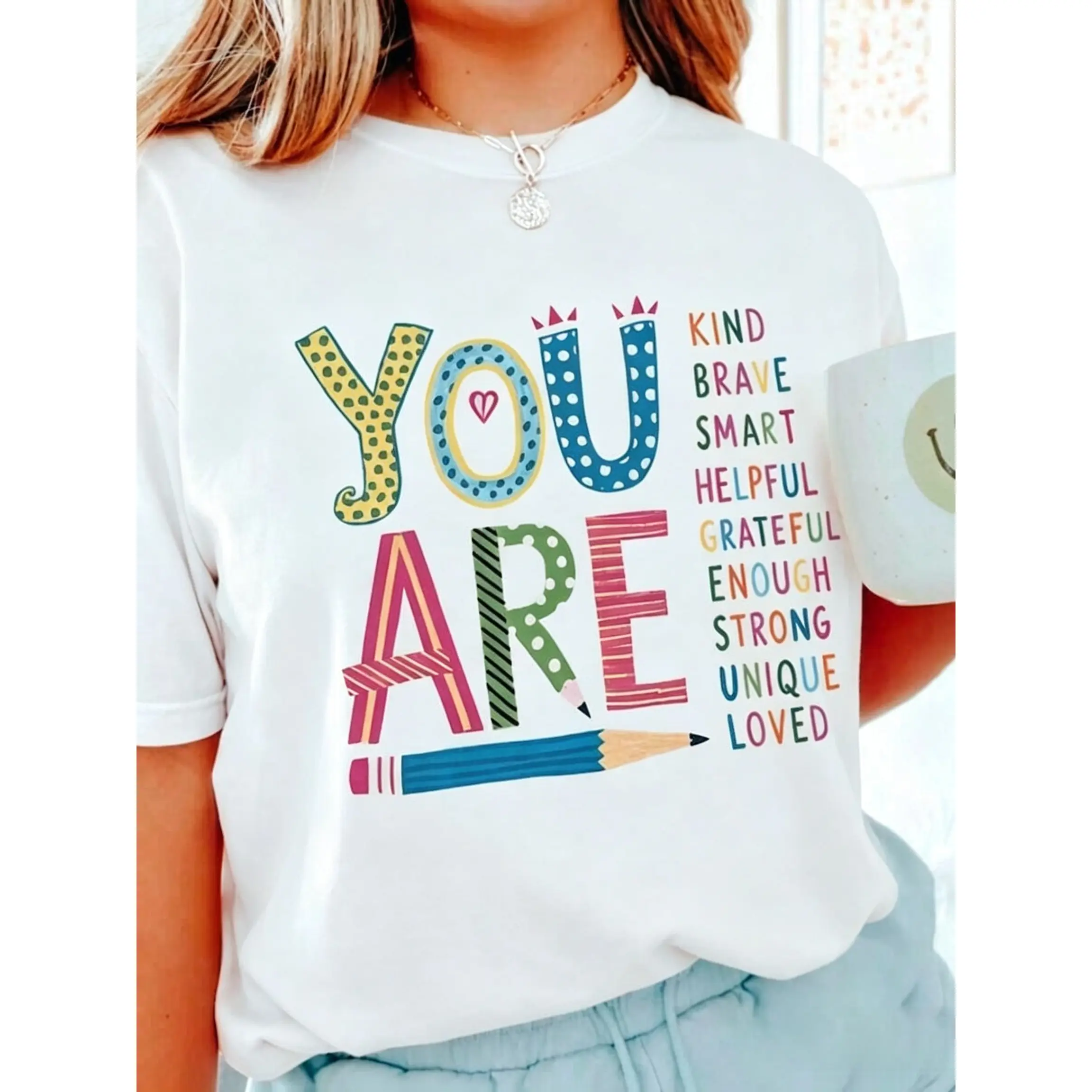 You Are Kind Brave Smart Colorful Positive Affirmation T‑Shirt 100% Cotton Unisex Crew Neck Tee S‑3XL