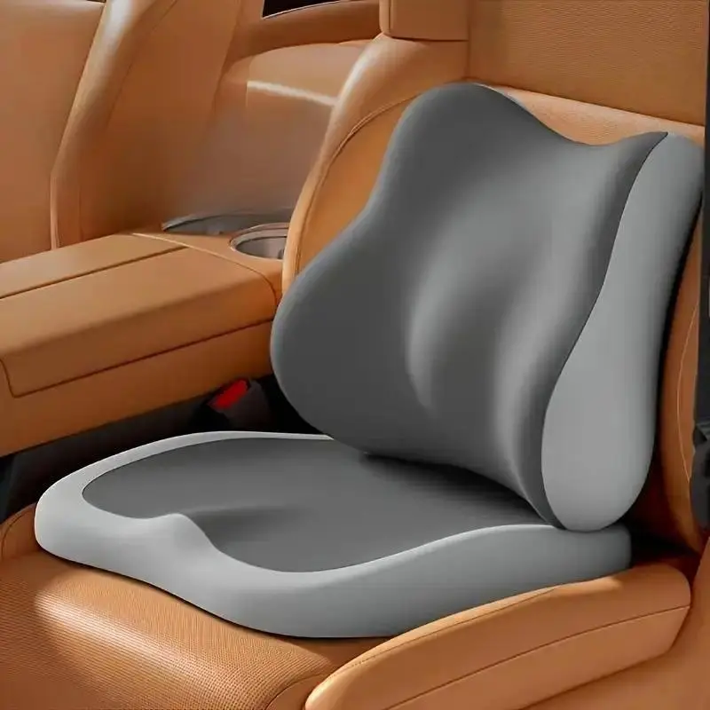 Lumbar Support Cushion, Viral Adjustable Ergonomic PU Leather Memory Foam Seat Pad, Portable Supportive Back Pillow, Multi-Scenario Comfort Accessory for Office Chair Car Driving Seating