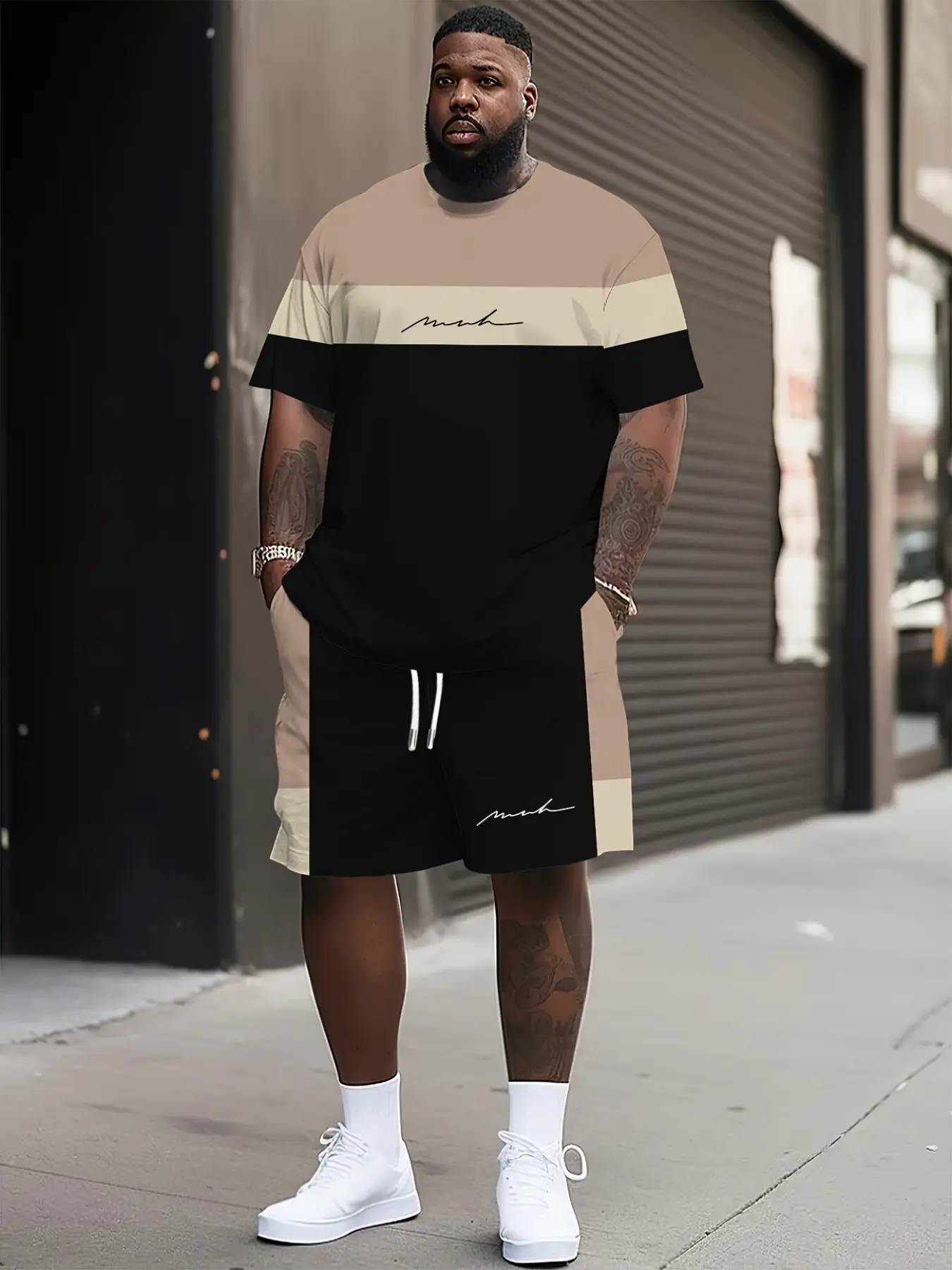 Men's 3D Print Casual Two-Piece Set, Short Sleeve T-Shirt + Shorts, Summer Outdoor Wear, Comfortable Fit, Large Size, Trendy Design