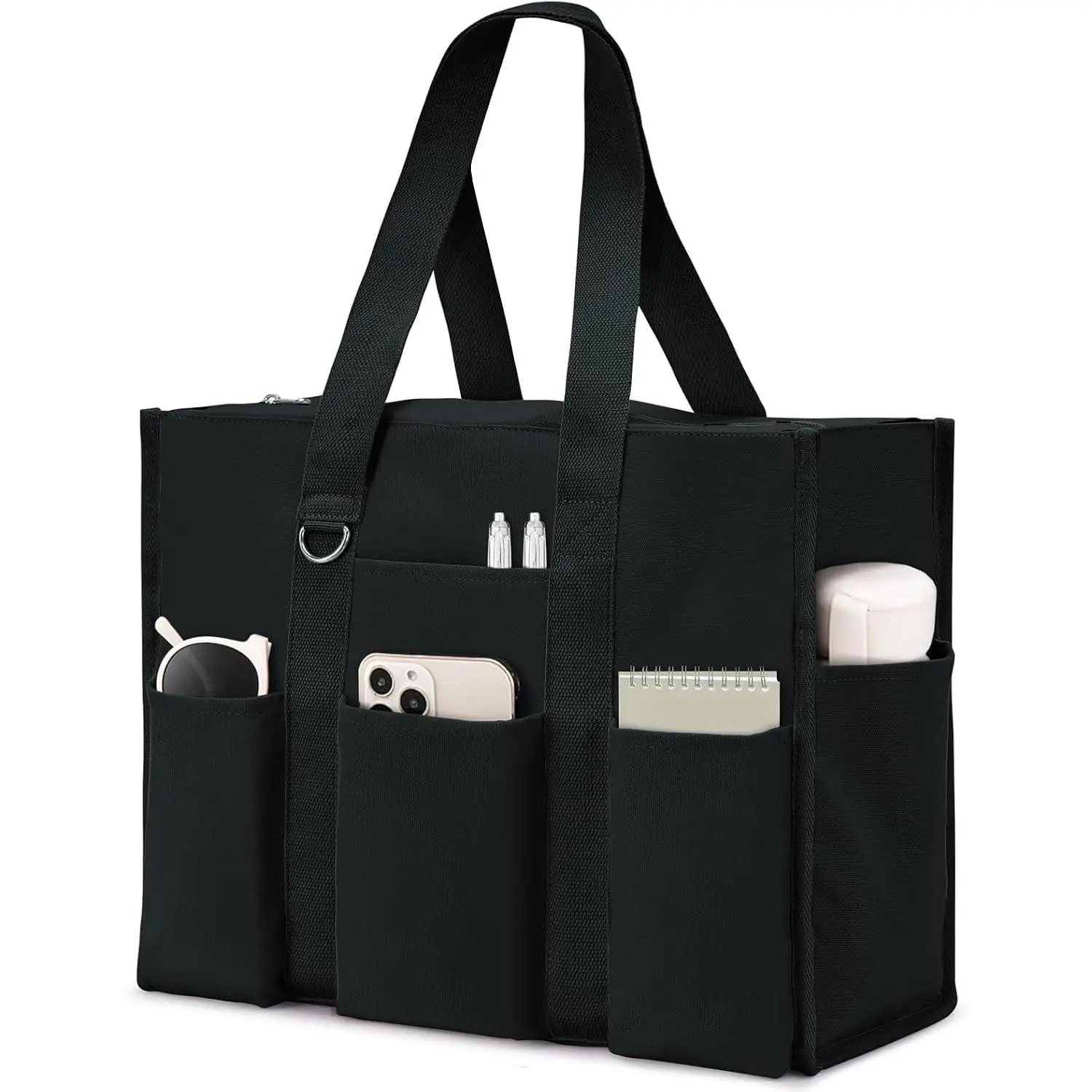 Large Tote Bag for Women Waterproof with 12 Pockets Top Zipper Closure Utility Teacher Nurse Bags for Work School