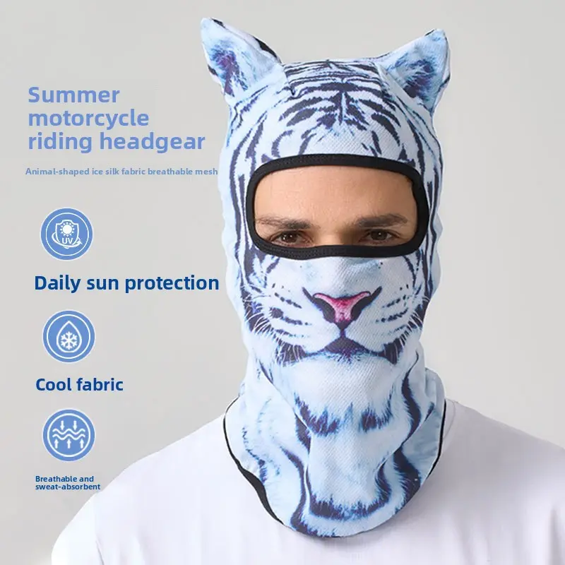 Cheetah Quick-Drying Half-Face Mask for Outdoor Sports, Thin Headgear with Sun Protection, Average Size, Polyester, Border Collie