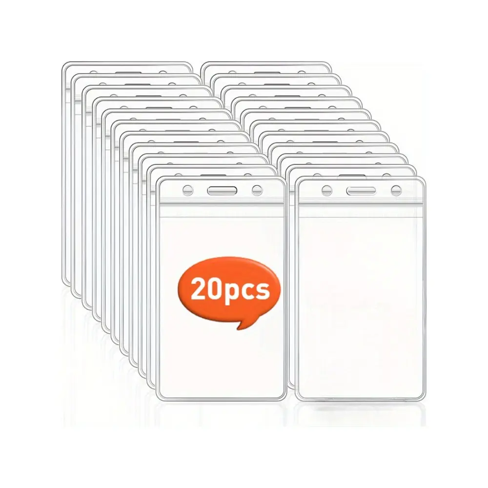 20pcs Waterproof Transparent Plastic Protector Case - Business Credit Card Holder ID Card Badge Holders