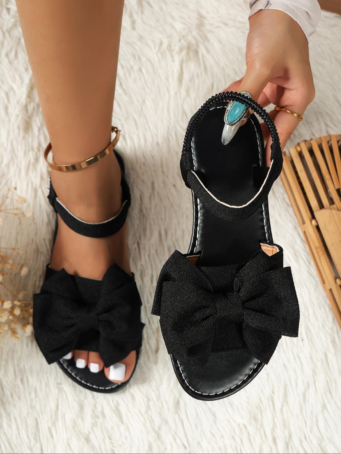 Women's Cute Bowknot Design Flat Sandals, Casual Versatile Flat Sandals for Summer Beach Vacation, Fashionable All-match Sandals for Daily Life Footwear