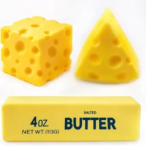 Butter Set 3-piece Cheese Butter Pinch Toy 3-piece - Slow Rebound Stress Relieving Pinch Ball Simulation Food Styling Stress Relieving Play Pack Children's Soft Sensory Toys Multiple Options