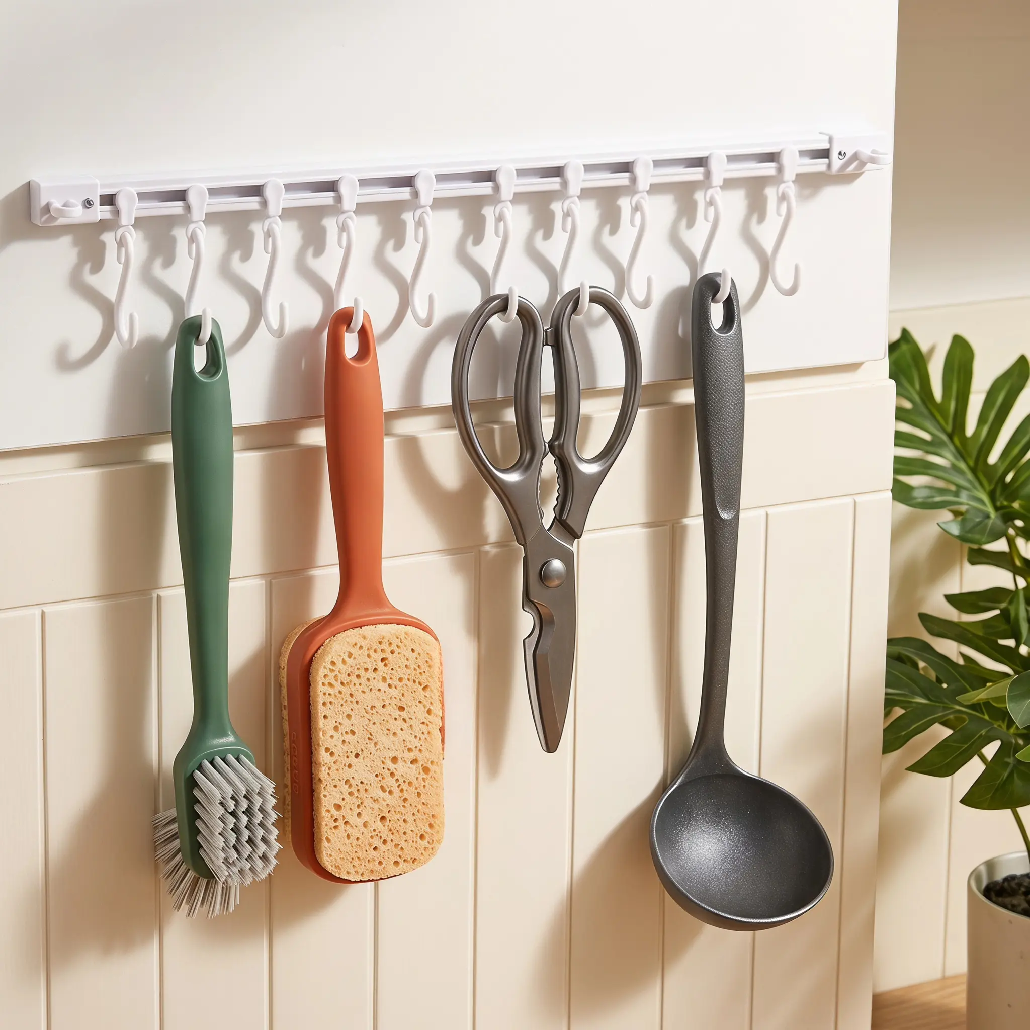 Multifunctional Slide Rail Hook, Adhesive Wall Hooks Rack, Kitchen Utensil Holder , Cupboard Hanging Storage Rack for Bathroom Kitchen Bedroom-YY1