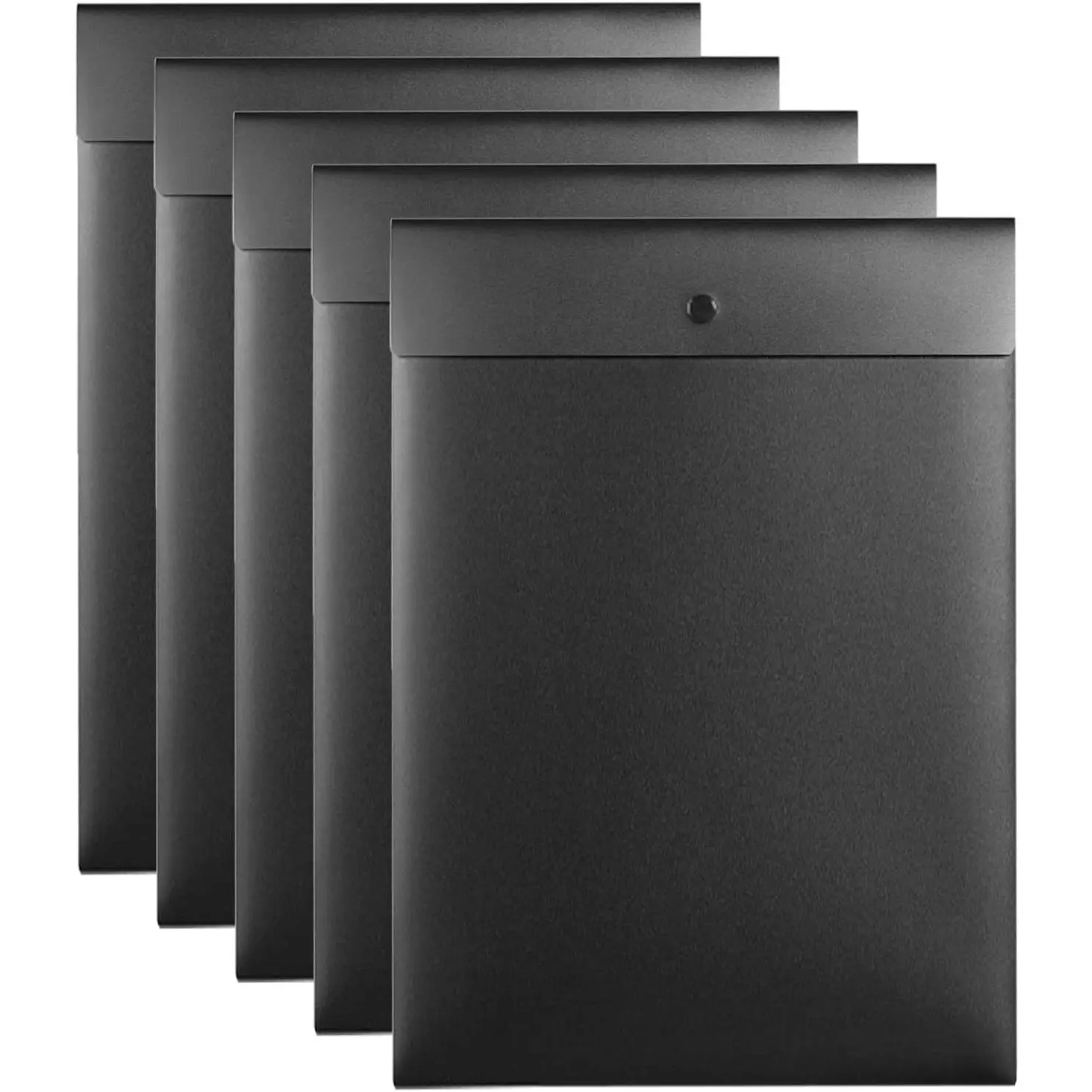 Vertical File Folders Poly Filing Envelope Plastic Project Folder with Snap Button Closure for A4 Letter Size Paper (Pack of 5, Black)