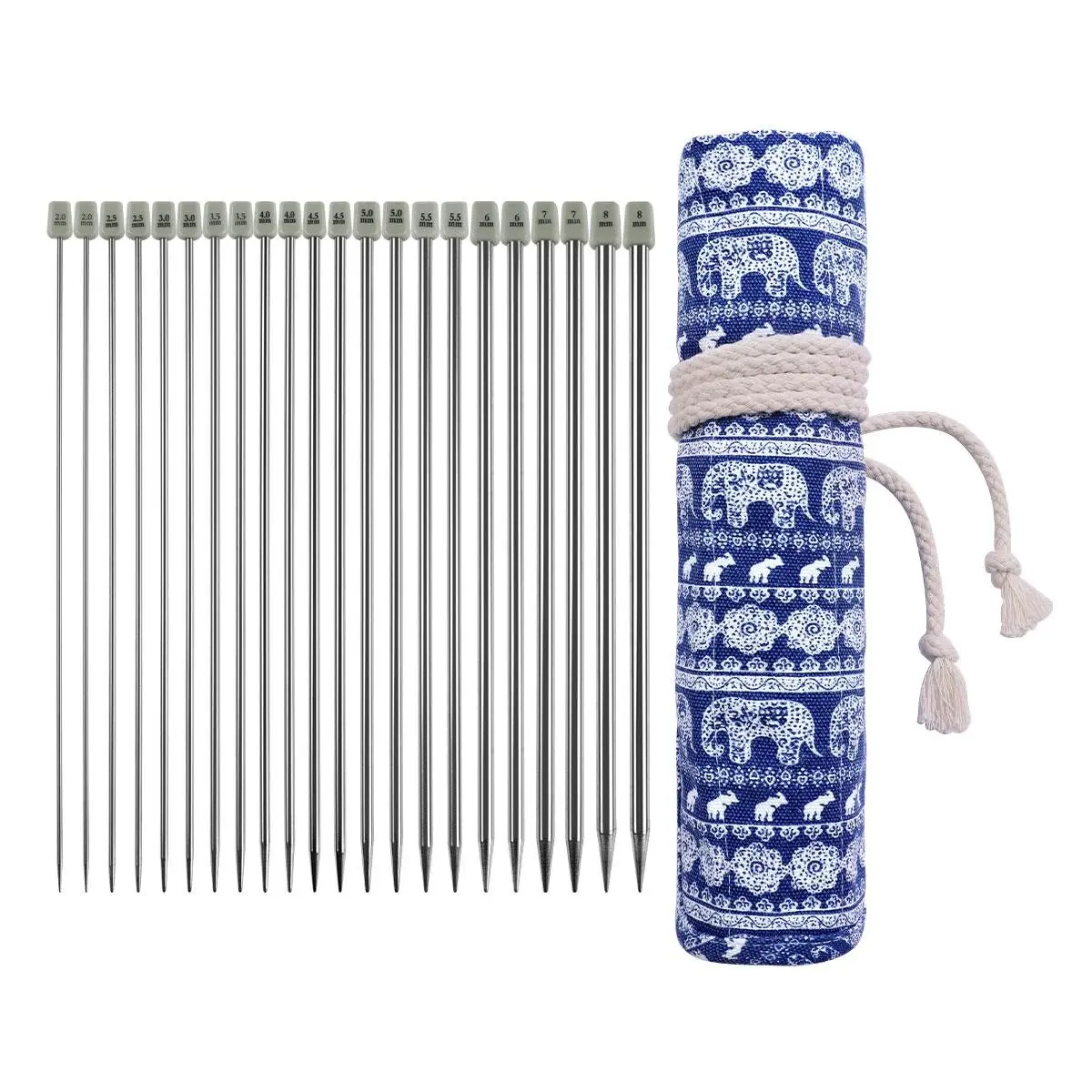 Stainless Steel Knitting Needles Set with Storage Bag, Smooth Design, Various Sizes, Ideal for DIY Projects, Sweaters, Scarves, Socks