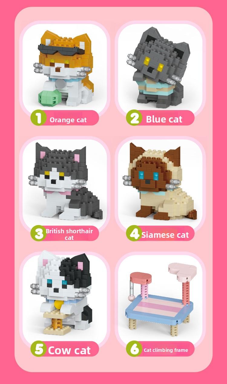 Cute Mini Particle Cat & Dog Building Blocks, Fun for Kids & Adults, Decor & Gift Idea, Perfect Time Killer,6PCS Cartoon Cat & Dog Pet Figures Building Blocks Set,Cute Cat Dog Micro Building Blocks Animal Model Kit for Kids Adults