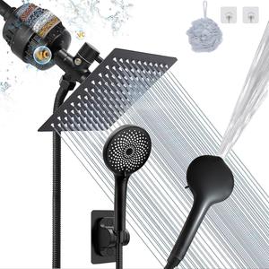 filtered shower head & handheld shower, 1 set 20 stage shower filter 8″ rain shower head with handheld showerhead combo [package list as picture shown], summer gift ideas, bathroom accessories, shower equipment