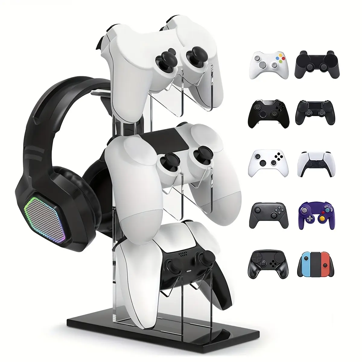 Universal 3-Tier Controller and Headphone Stand – Gaming Accessory for Storing Game Controllers, Headsets, and More