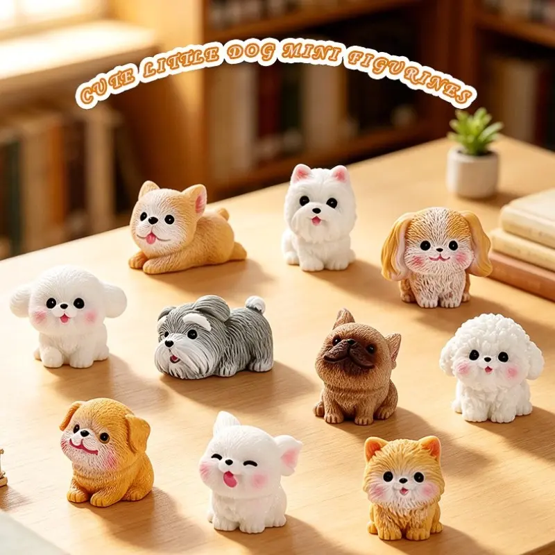 10 Cute Mini Dog and Cat Figurines, Collectible Figurines, Resin Puppy and Kitten Desktop Decor, Home Office, Car Dashboard, Bookshelf, Cake Decoration, Pet Lover Gift
