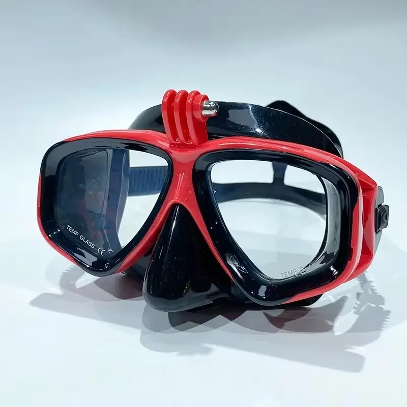 Adult Scuba Mask with Camera Mount, High-Definition Tempered Glass Snorkel Gear, Diving Equipment for Clear Vision Underwater