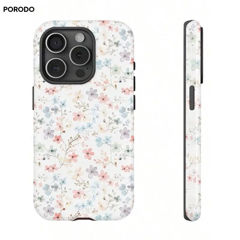 MagSafe iPhone Case Light Pink And Light Blue Small Floral Patterns Two-In-One Matte Texture Phone Case Suitable For Compatible With Iphone16, 15, 14, 13, 12, 11, PRO MAX,PLUSfor iphone 17 pro max cases girls