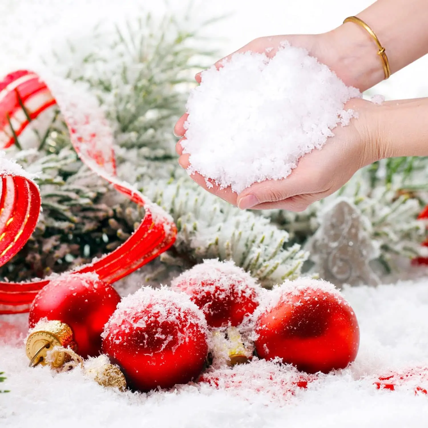 13 Ounces  Snow Decoration - Artificial Snow for Christmas Decoration,  Snow for Crafts Village Displays - Dry Plastic Snowflakes for Holiday Decor Craft Winter Displays