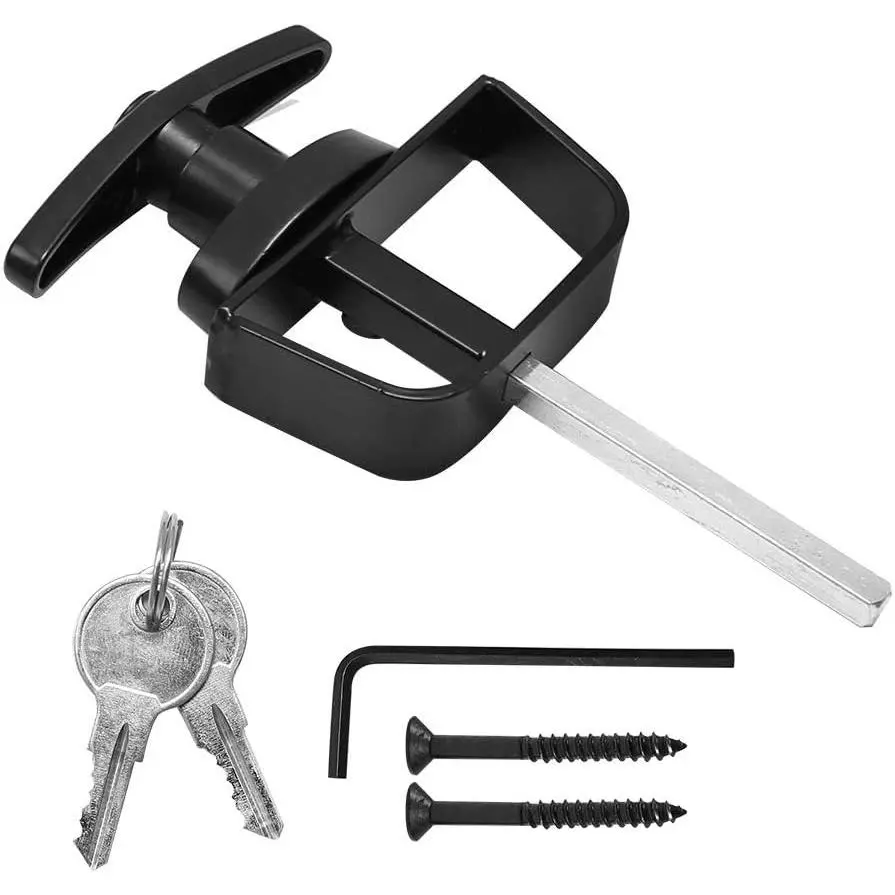 4-1/2" Stem Shed Door Lock Latch T Handle Lock Kit with 2 Keys and 2 Screws for Storage Gate Barn Shed Garage Door Lock