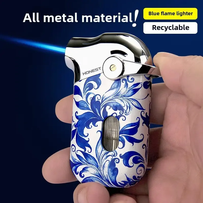 Metal windproof lighter with large-capacity visible gas, refillable with butane fuel, suitable for camping, candle holders, and barbecues (fuel not included)