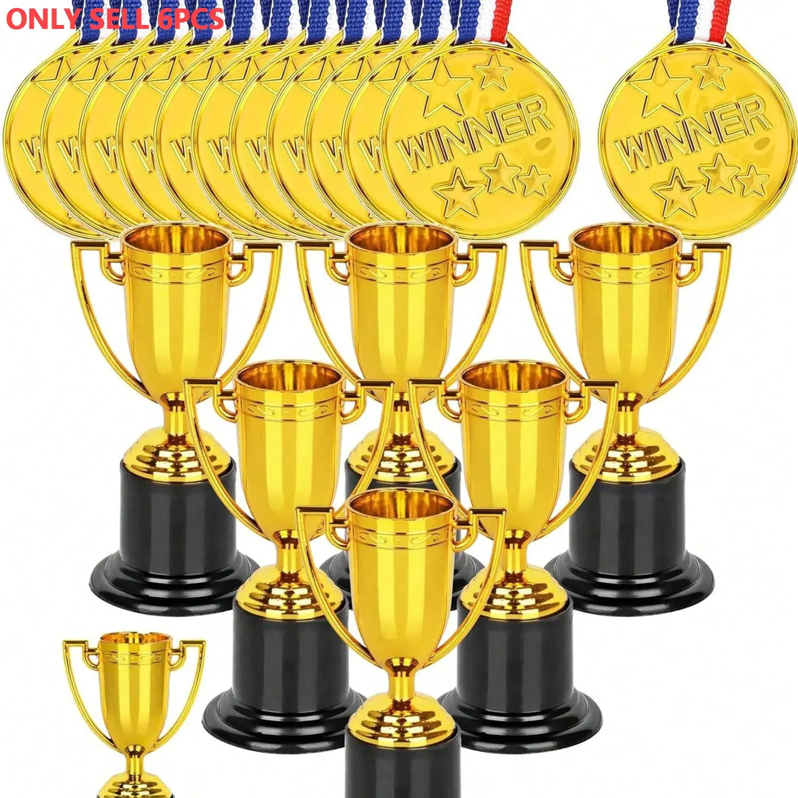 6/12pcs Plastic Winners Medals and Trophies, Awards, Sports Competitions, Talent Show, Spelling Bee, Birthday Party Favors, Trophy Award