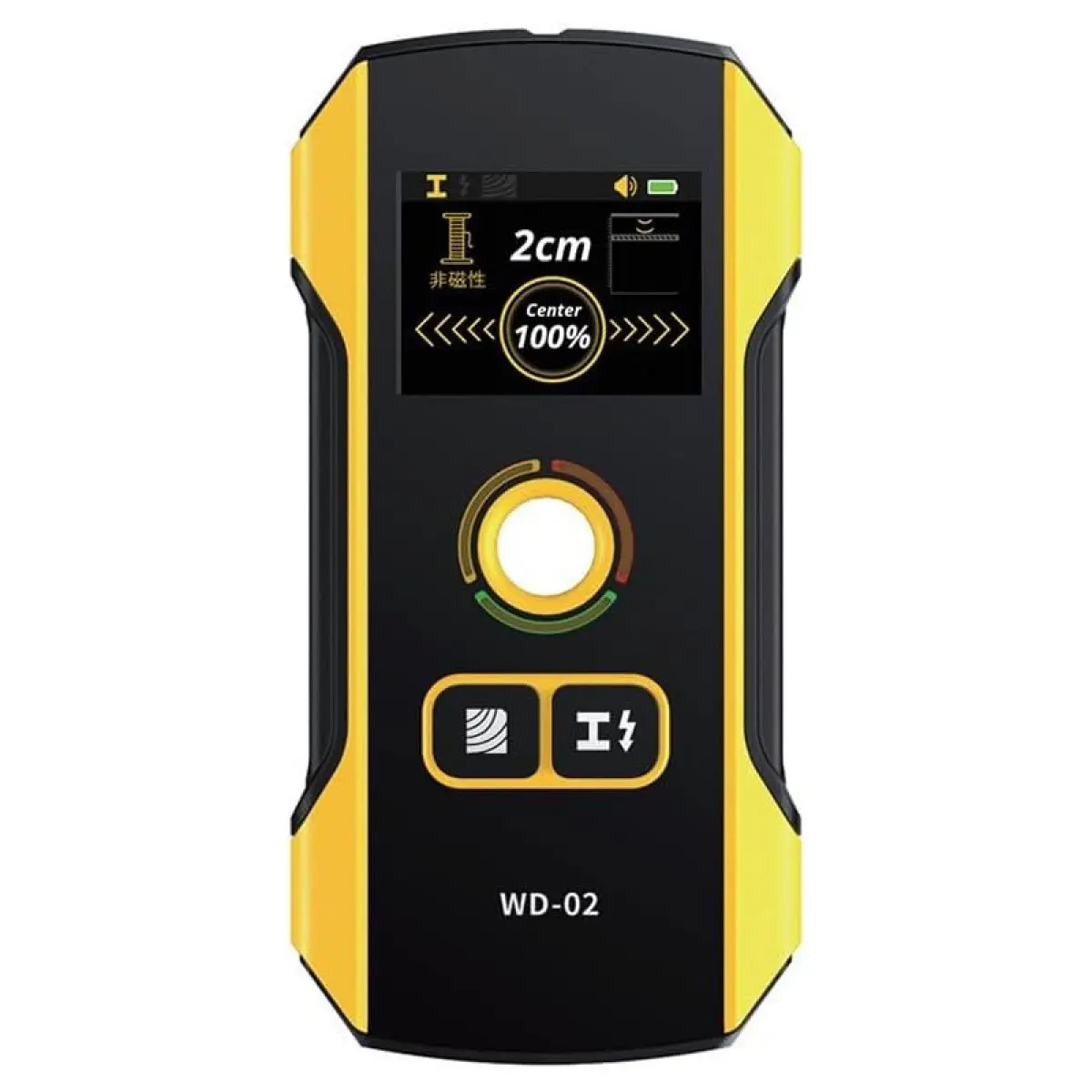 FNIRSI WD-02 Wall Detector Stud Finder, Multifunction Electronic Sensor with Accurate Detection (2cm and 100%), Detects Wood, Metal, Live AC Cables, Handheld Wall Scanning Tool for DIY Home Improvement (Battery-Powered with Cells), Compact, Handheld Grip