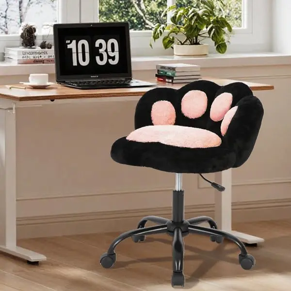 Garvee Adjustable 360° Swivel Changing Chair with Wheels, Cat Paw Base, Vibrant Color Lock, Small Computer Chair with Cushion, No Arms, Stylish and Functional Office Seating