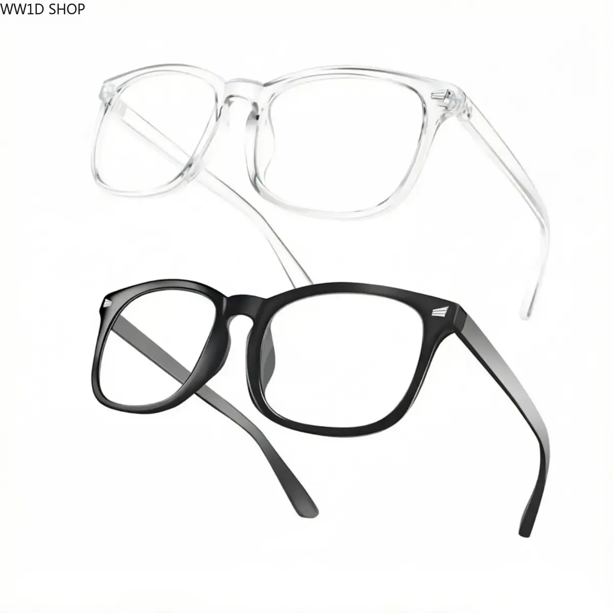 2-Pack Blue Light Blocking Glasses for Men and Women, Lightweight Fashion Square Frames with Anti-Glare Polycarbonate Lenses for Computer Gaming, Blue Light Glasses