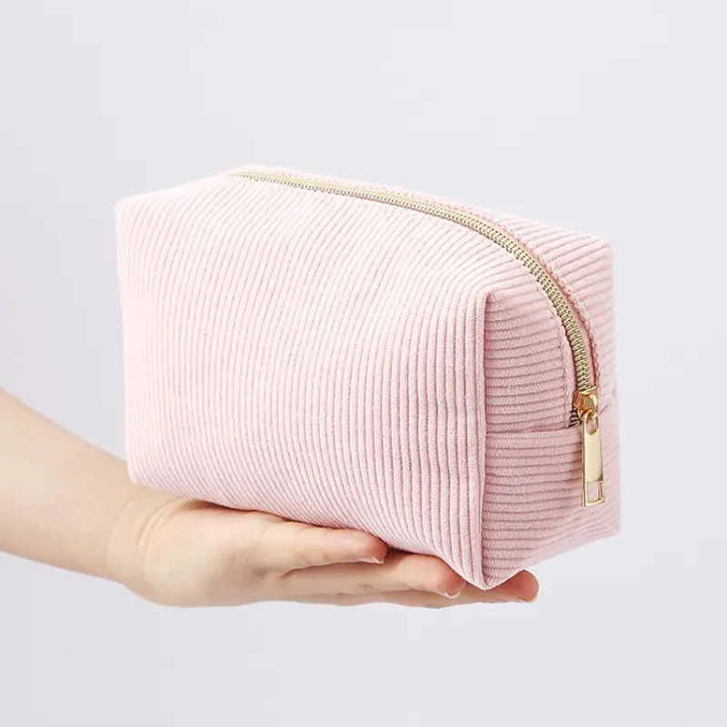 Minimalist corduroy large-capacity pencil case, Writing, storing student stationery, office supplies and desk supplies, portable school supplies