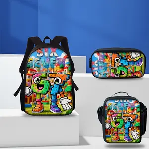 3pcs Set 67 Backpack, Colorful Stage Style Print Teenager'S Handbag Backpack, Lightweight Daily Backpack Combination, Stylish Commuter Bag And Large-Capacity Travel Bag with Storage Bag, for Teenager, For Teenager