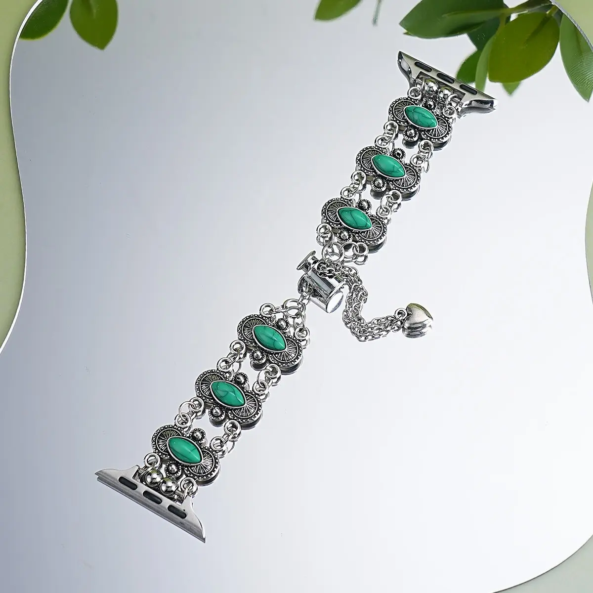 Women's Vintage Western Style Turquoise Bracelet Strap, Compatible with Apple Watch Series 1-11, Ultra 1-3, Se, 38-49mm, Daily Wear, Wearable Accessories