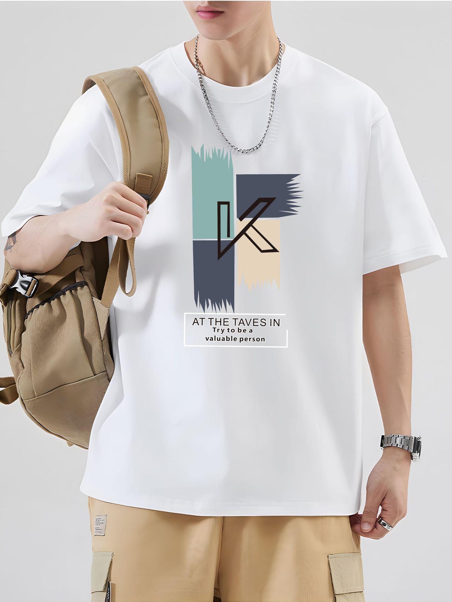 Men's Pure Cotton Short-Sleeve T-Shirt - Loose Fit, Crew Neck, Streetwear Style. A Versatile & Trendy Summer Essential - E-Commerce Bestseller.