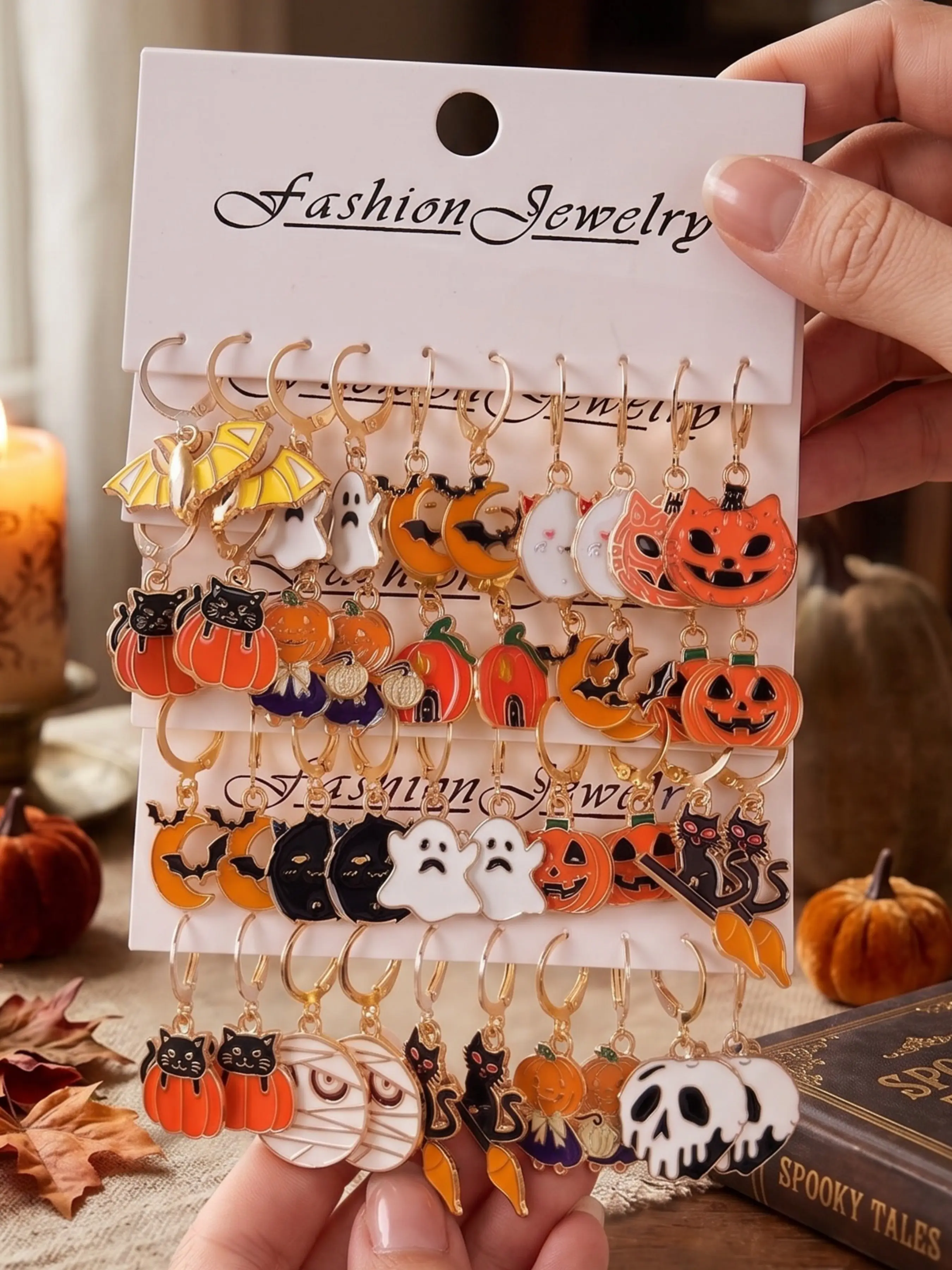 40 Pcs Halloween Alloy Pendant Earrings Set, Pumpkin Ghost Skull Mummy Bat Dangle Earrings, Creative Fashion Jewelry, Gothic Jewelry, Party Gift