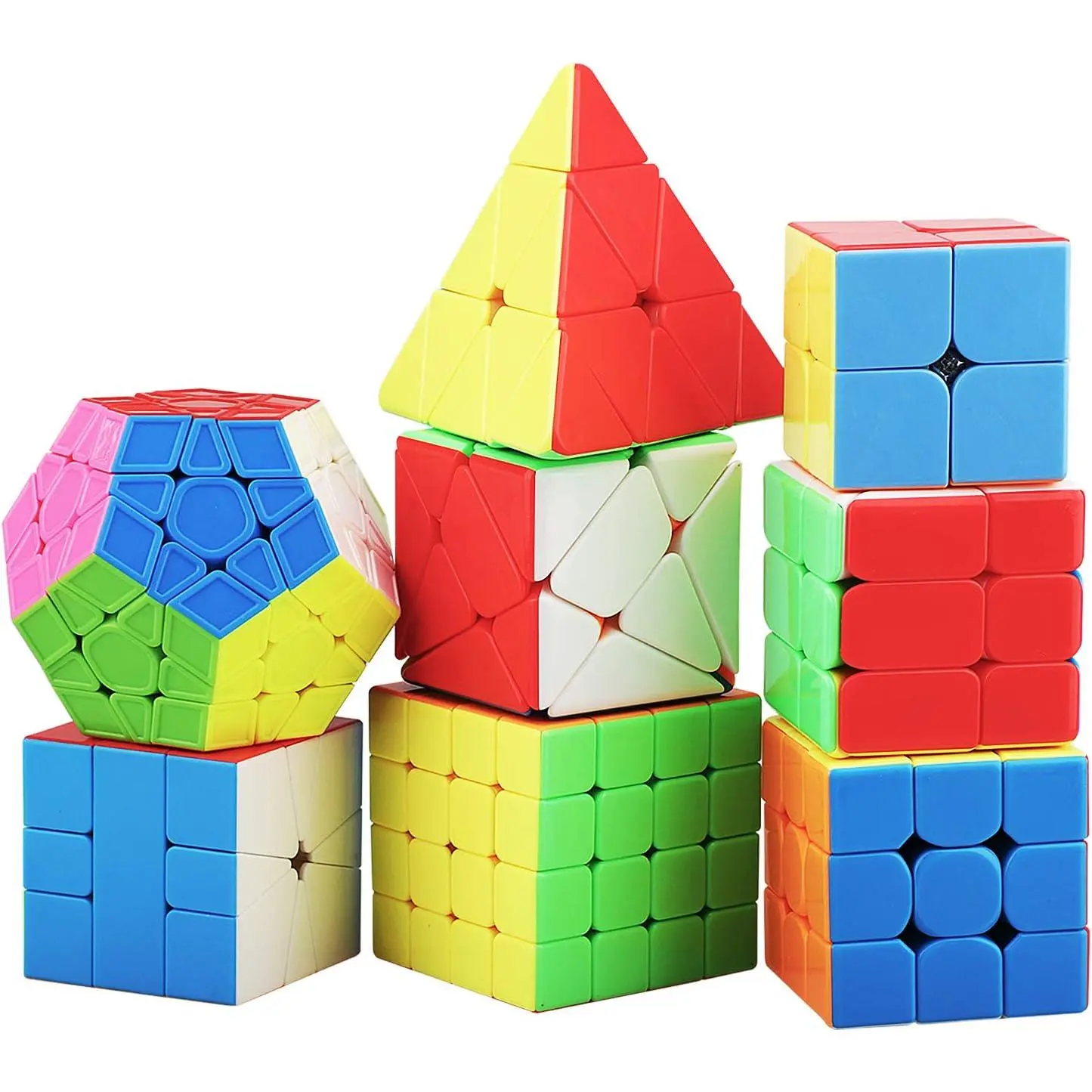 Speed Cube Set 8 Pack Magic Cube | Includes 3x3, 2x2, 4x4 Speed Cube, Pyramid Cube, Megaminx Cube Bundle Collection Cube Toys for Kids & Adultsfidget toys